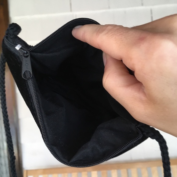 Embroidered purple floral black crossbody purse - Picture 7 of 8